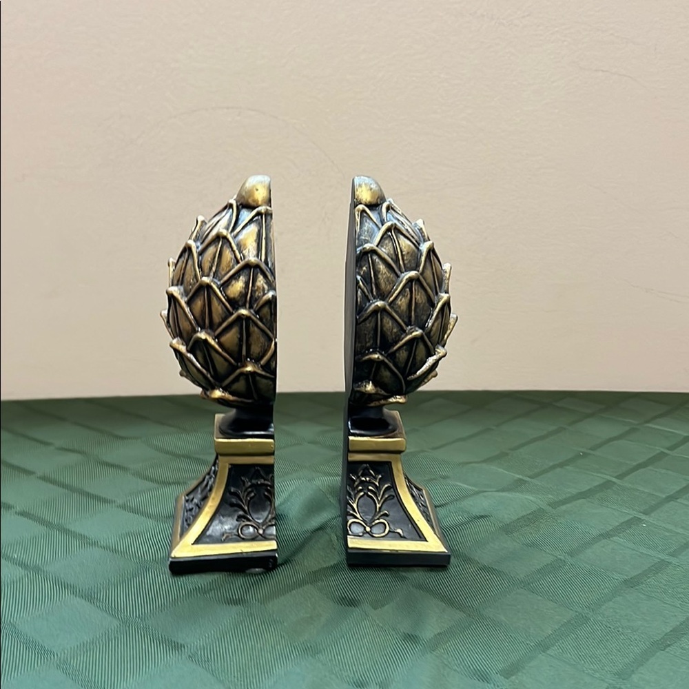 Gold and Black Artichoke Bookends